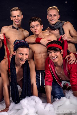 Casey Tanner & beautiful twinks giving erotic pose for holiday photo shoot photo 1