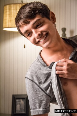 Super cute newbie Grayson Lange tease his twink dick in this solo scene photo 0