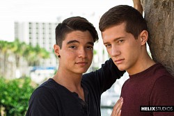 Tyler Hill fuck smooth young twink Jackson Clark in the park photo 2