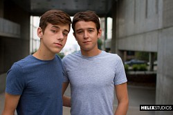 Evan Parker shows skinny twink Joey Mills how to make his debut photo 2