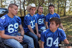 Tight Ends: Twink boys Joey Mills, Colton James, Corbin Colby, Sean Ford & Zach Taylor enjoying outdoor fuck photo 0
