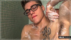 Hunk Blake Mitchell playing with his huge dick under the shower photo 19