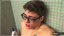 Hunk Blake Mitchell playing with his huge dick under the shower photo 26