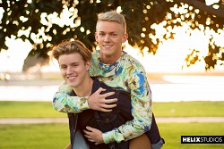 Wes Campbell fuck new blond twink Jeremy Price with his big dick photo 0
