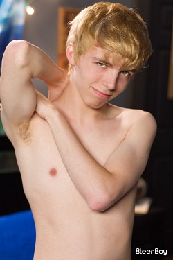 Blonde twink Jamie Ray playing with his big balls and cock photo 10