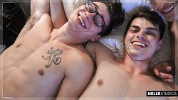Cute nude twinks Blake Mitchell, Max Carter and Ben Masters having wild threesome sex photo 67
