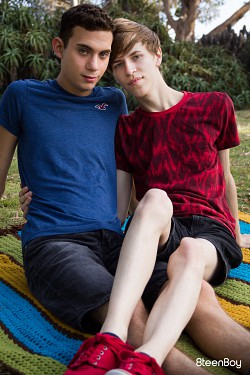 Nude twink boys Gabe Isaac and David Rhodes doing sex in this scene photo 0