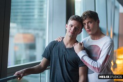 Pretty twink gay Logan Cross fuck Cameron Parks in doggy style photo 1