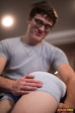Sexy Trevor Harris spanked by bubble butt twink Blake Mitchell photo 7