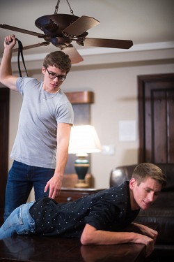 Sexy Trevor Harris spanked by bubble butt twink Blake Mitchell photo 5