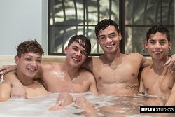 Hot twinks Ashton Summers, Hayden Lee, Aiden Garcia, and Andy Taylor enjoying foursome in this scene photo 9