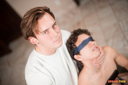 Young gay boy Blindfolded Zach Letoa loving to doing sex with Josh Brady photo 0