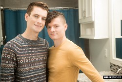 Uncut twinks Trevor Harris and Tyler Sweet have sex after friendsgiving feast photo 1