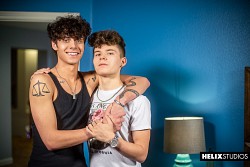 Gay teen twinks Asher Haynes & Silas enjoy hardcore sex at home photo 0