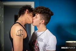 Gay teen twinks Asher Haynes & Silas enjoy hardcore sex at home photo 2