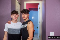 Asher Haynes takes young nude twinks Ethan Tate's excited thick dick photo 0
