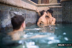 Huge cock twinks Garrett Kinsley and Seth Peterson enjoy anal sex in the pool photo 5