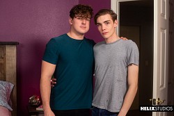 Young gay twinks Josh Brady & Cameron Moore have some bareback fuck photo 5