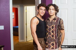 Curly-headed teens CJ Parker and Matthew Grey take turns fucking eachother's tight twink holes photo 5