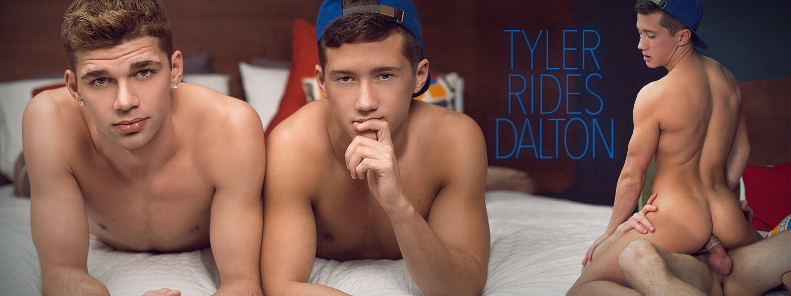 Tyler Hill riding on uncut twink Dalton Briggs cock in this scene