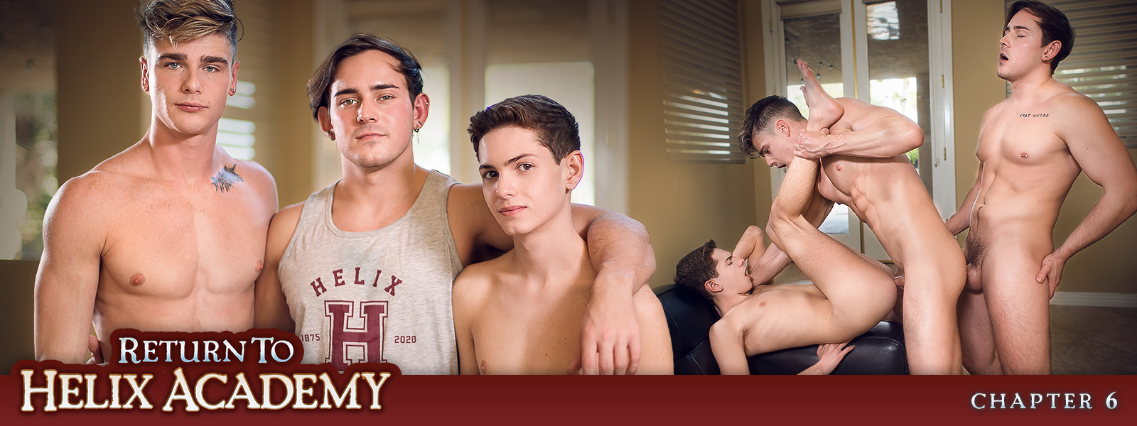 Gay hung twinks Josh Brady, Travis Stevens & Riley Finch wildly doing threesome
